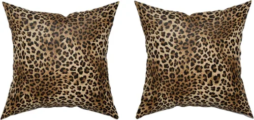 Vista 2 de Fundas de almohada marrón leopardo - 2 piezas Funda de almohada de guepardo 18x18 pulgadas Fundas de almohada de algodón con estampado de animales