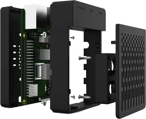 Vista 3 de [20W 5V 4A] Funda Raspberry Pi 4, con iUniker 20W 5V 4A USB C Raspberry Pi 4 Fuente de alimentación con interruptor Disipador de calor Ventilador