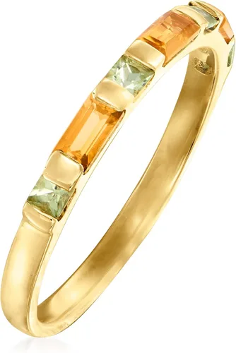 Vista 3 de Ross-Simons Anillo de peridoto de 0,30 qt. t.w. citrino y 0,20 qt. t.w. en oro amarillo de 14 quilates, Piedra preciosa, citrina