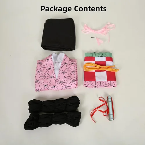 Vista 4 de oMancham Tanjiro Nezuko Zenitsu Giyuu Shinobu - Disfraz de cosplay de anime y kimono, disfraz de Halloween para niños y adultos