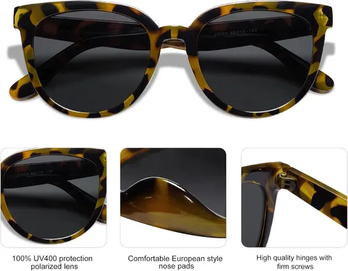 Vista 4 de SOJOS Gafas de sol redondas polarizadas para mujer, estilo moderno, protección UV, lentes de sol SJ2175, Varios