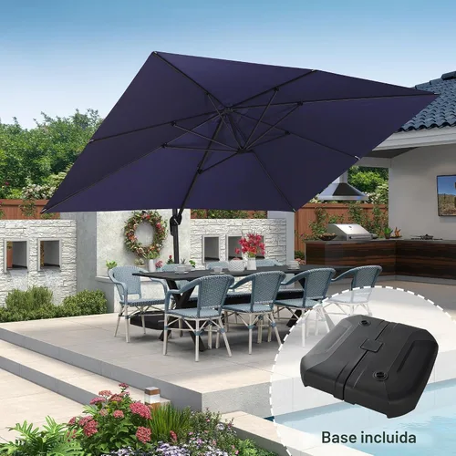 Vista 633 de PURPLE LEAF Paraguas al aire libre con base 8' x 8' protección solar verde Manzana Verde (Apple Green)
