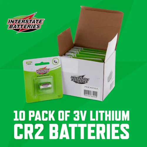 Vista 2 de Interstate Batteries Batería de litio CR2 de 3 V (paquete de 10) 3 voltios 800 mAH litio CR2 (PHO0210A) cámaras, videocámaras, cargadores, linternas