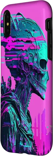 Vista 8 de iPhone 14 Pro Max Cool Retro Alien Sunset Tropical Trippy Vaporwave Sky Art Case