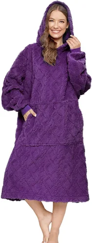 Vista 12 de Manta Sherpa con capucha de gran tamaño, sudadera con capucha y manga larga y bolsillo, color beige
