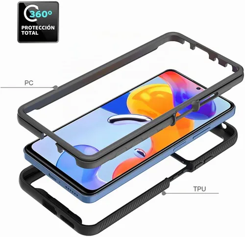 Vista 6 de para Redmi Note 11 Pro Funda de teléfono Shock 2 en 1 Protección Negro