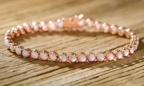 Vista 3 de Barzel Pulsera de ópalo creada con corona chapada en oro de 18 quilates para tenis Oro rosa
