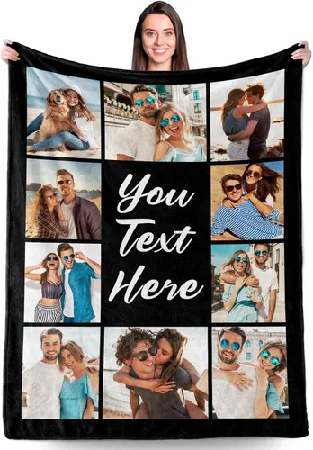 Vista 15 de Manta personalizada con fotos, regalos personalizados para el día de San Valentín para él y ella, mantas personalizadas de franela suave