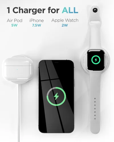 Vista 2 de Galvanox Reloj + cargador inalámbrico magnético para iPhone (compatible con MagSafe) carga Apple Watch Series 4/5/6/7/8 y iPhone 15/15 Pro Max, 14