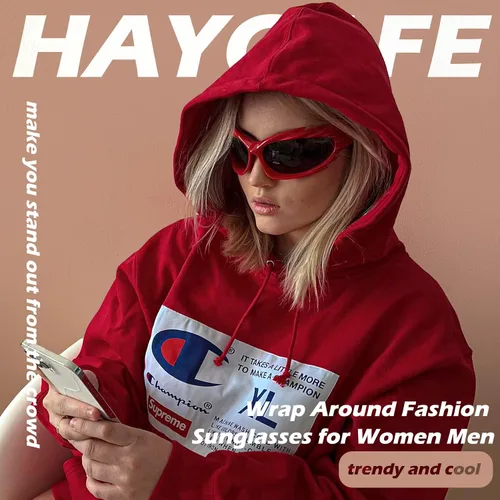 Vista 3 de Haygafe Gafas de sol envolventes de moda para mujeres y hombres, gafas de sol modernas Y2K UV400