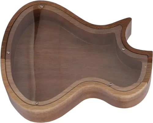 Vista 8 de Alcancía con forma de guitarra, caja de ahorro de dinero de madera como regalo para los amantes de la guitarra
