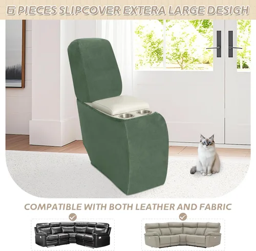 Vista 700 de Arfntevss Fundas de sofá seccional reclinable de terciopelo, Funda de sofá seccional de esquina para sofá reclinable, Funda elástica suave