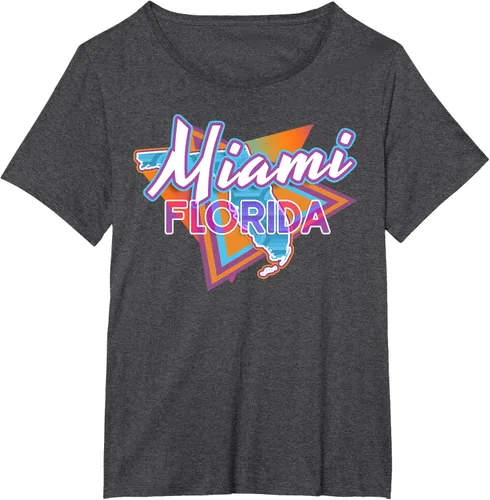 Vista 25 de Camiseta retro vintage de Miami Florida, Negro, S
