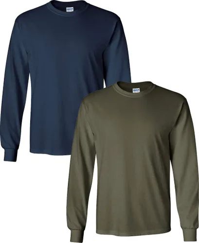 Vista 61 de Gildan Camiseta de manga larga de algodón ultra para adulto, estilo G2400, paquete múltiple Militar + ceniza.