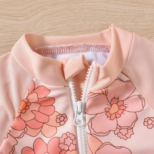 Vista 4 de Aalizzwell - Traje de baño de una pieza de manga larga para bebé niña con sombrero