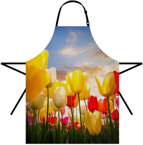 Vista 26 de Moslion Apron 31x27 Inch Kitchen Chef Waitress Cook Aprons Bib with Adjustable Neck for Women Men Delantal-a02