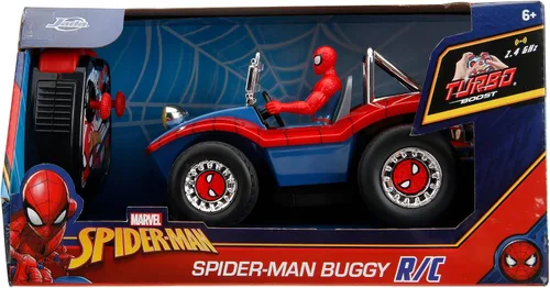 Vista 7 de Jada Spider-Man Buggy RC con figura de Spider-Man no extraíble – 7 pulgadas, botón turbo, control remoto de función completa, a partir de 6 años