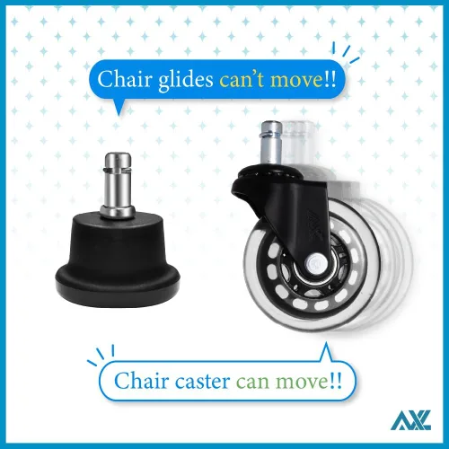Vista 4 de AXL Bell Glides - Taburete giratorio para silla de oficina de perfil bajo para ruedas fijas estacionarias, juego de 5