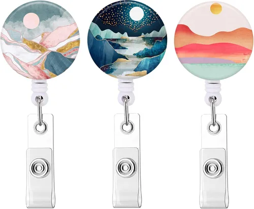 Vista 16 de Carrete retráctil para tarjetas de identificación con clip de cocodrilo resistente para nombre de enfermera, carrete decorativo para tarjetas