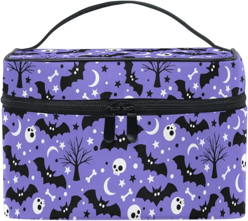 Vista 13 de Bolsa de Maquillaje, Estuche de Maquillaje Organizador de Viaje con Diseño de Calavera y Flores, Estuche de Cosméticos, Bolsas de Aseo para Niñas