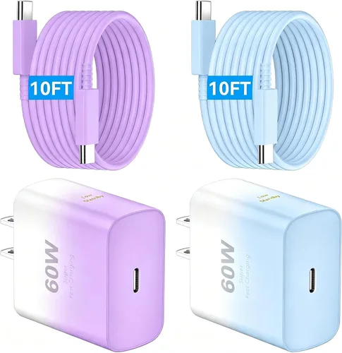 Vista 12 de 60W Super Fast Charger USB C, Type C Android Phone Charger Fast Charging Negro
