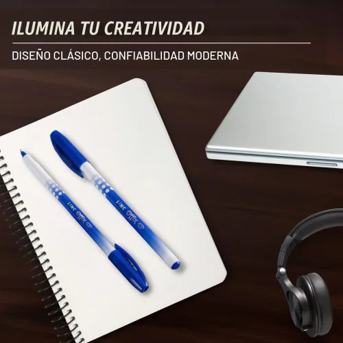 Vista 5 de linc Offix Bolígrafo [azul] - Paquete de 50 unidades, punta lisa de 0.00 pulgadas, tinta de baja viscosidad para escritura constante sin saltos