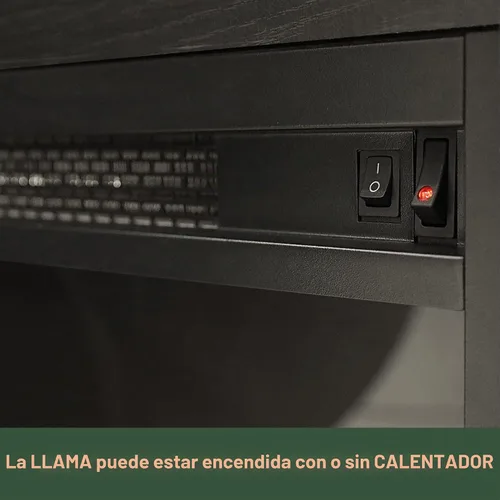 Vista 4 de Furinno Soporte clásico de TV de 70 pulgadas con chimenea, americano