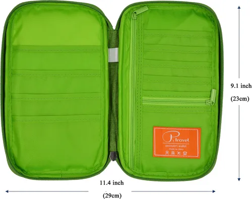 Vista 3 de P.travel Cartera impermeable para pasaporte de viaje y tarjetero de crédito, bolsa para documentos, bolsa pequeña con bolsillos con cremallera