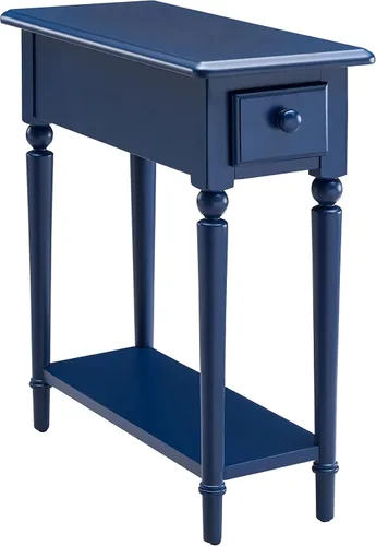Vista 11 de Leick Home 9018-BR - Mesa auxiliar de patas de cabriole francés con un cajón, con estante, color marrón cereza