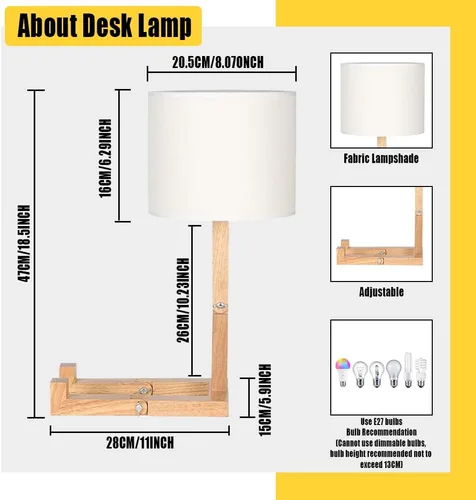 Vista 3 de Lámpara de mesa robótica, bonita luz de noche, brazos y patas de madera ajustables, bonita lámpara de escritorio, iluminación de noche novedosa