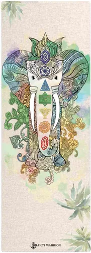 Vista 10 de Shakti Warrior Pro Hemp Mat – Diseñado por artista, tapete antideslizante ecológico de alta calidad, ideal para yoga regular y caliente, pilates