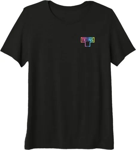 Vista 6 de Tetris Camiseta Premium Color Fade Logo, Negro