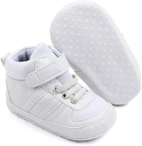 Vista 3 de Sekantrol Zapatos de cuna para recién nacidos y niñas, para primer andador, suela de goma suave, zapatos de moda para bebés, mocasines de vestir