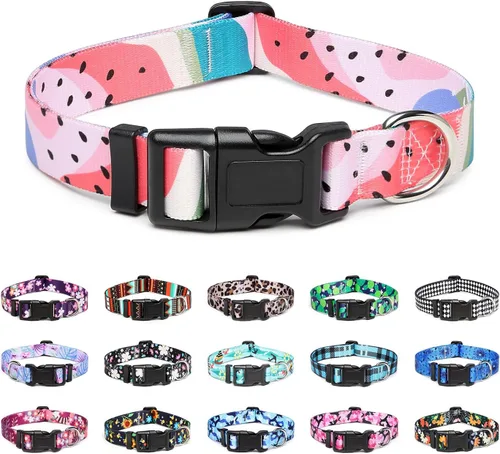 Vista 10 de Mercano - Collar ajustable para perro, patrones de diseño especial, collar de nailon suave cómodo y duradero para perros pequeños, medianos