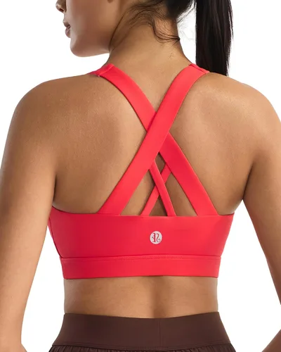 Vista 30 de RUNNING GIRL - Sujetadores deportivos para mujer, sujetadores deportivos con tiras acolchadas y espalda cruzada de apoyo medio con copas extraíbles