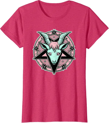 Vista 7 de Camiseta Kawaii Paste Creepy Goat Pentacle, Negro