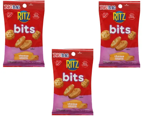 Vista 5 de Snacks RITZ Bits - Sándwiches de galletas de queso, bolsas de 3 onzas empaquetadas con irresistibles mini galletas rellenas de queso para aperitivos