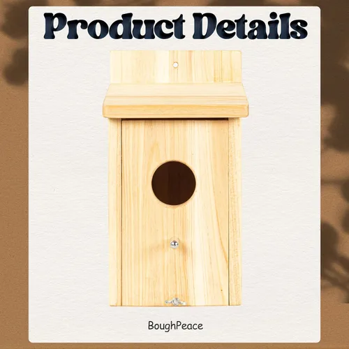 Vista 3 de Casas de madera para pájaros para pajareras exteriores, nido Bluebird House para cardenales, pinzón, Wren, golondrina, para ver el jardín, 1A #