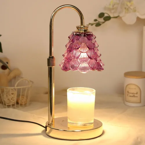 Vista 11 de GEEZO - Lámpara calefactora de fragancia para velas, calentador de velas eléctrico con temporizador y regulador de intensidad, regalos de Navidad