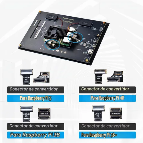 Vista 7 de GeeekPi Pantalla táctil capacitiva de 10.1 pulgadas para Raspberry Pi, monitor HDMI IPS 1280X800 pantalla LCD con doble altavoz para Raspberry Pi