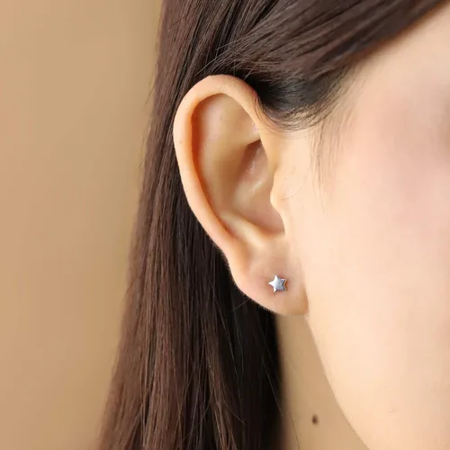 Vista 3 de Boma Pendientes de plata de ley con diseño de estrella, Plata de ley