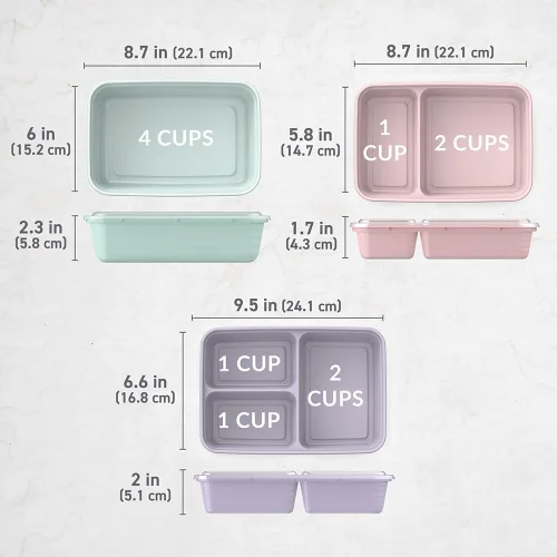 Vista 7 de Bentgo Prep Kit de preparación de comidas de 60 piezas, recipientes de alimentos reutilizables PFAS y sin BPA, 1 compartimento, 2 compartimentos y 3