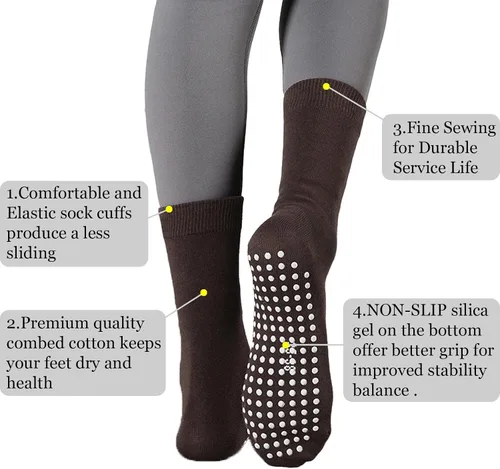 Vista 2 de Flydo Calcetines de Pilates Grippy con empuñaduras para mujer, calcetines largos antideslizantes para yoga Pure Barre, ballet, entrenamiento