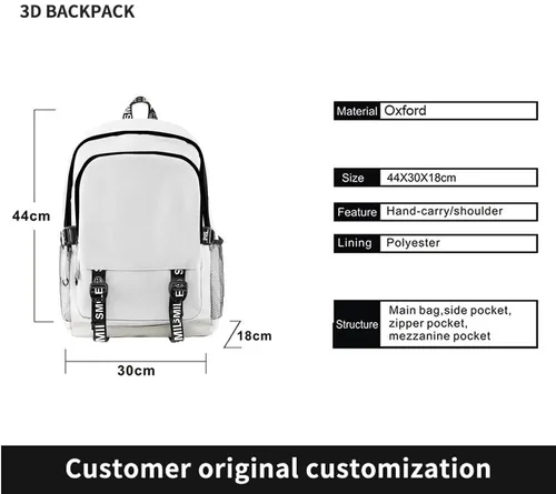 Vista 4 de Homruis Murder Drones Mochila Casual Dibujos Animados Mochila Set para Viajes al Aire Libre, E, Mochilas Daypack