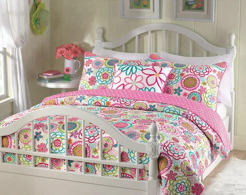 Vista 11 de Cozy Line Home Fashions Juego de colcha reversible de microfibra rosa para niñas (mariposas, tamaño individual, 2 piezas)