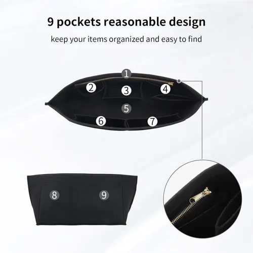 Vista 3 de Organizador de fieltro para bolso, organizador de bolsas adecuado para Speedy 30, Neverfull PM y organizador de moldeador de base para bolsa de mano
