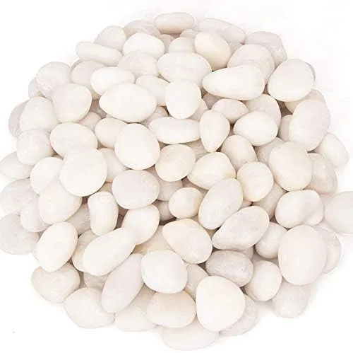 Vista 5 de Guijarros decorativos de 18 libras, piedras blancas, río y roca, grava decorativa pulida natural blanca, guijarros blancos, piedras ornamentales
