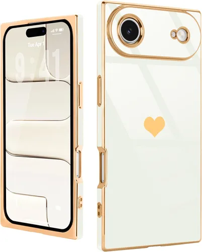 Vista 67 de Compatible con iPhone 12 Funda Rectangular Bonita Chapado Dorado Lujo Corazón de Amor Funda de Teléfono para Mujeres Niñas A Prueba de Golpes