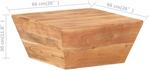 Vista 2 de Mesa auxiliar de madera en forma de V, mesa auxiliar auxiliar para sala de estar, 26 x 26 x 11.8 pulgadas, madera de acacia maciza