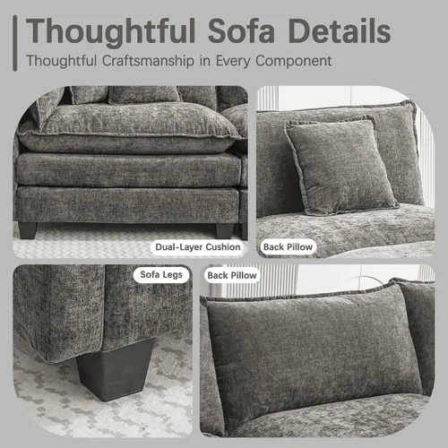 Vista 8 de Sofá modular modular de 102 pulgadas, sofá de nube de gran tamaño Gris